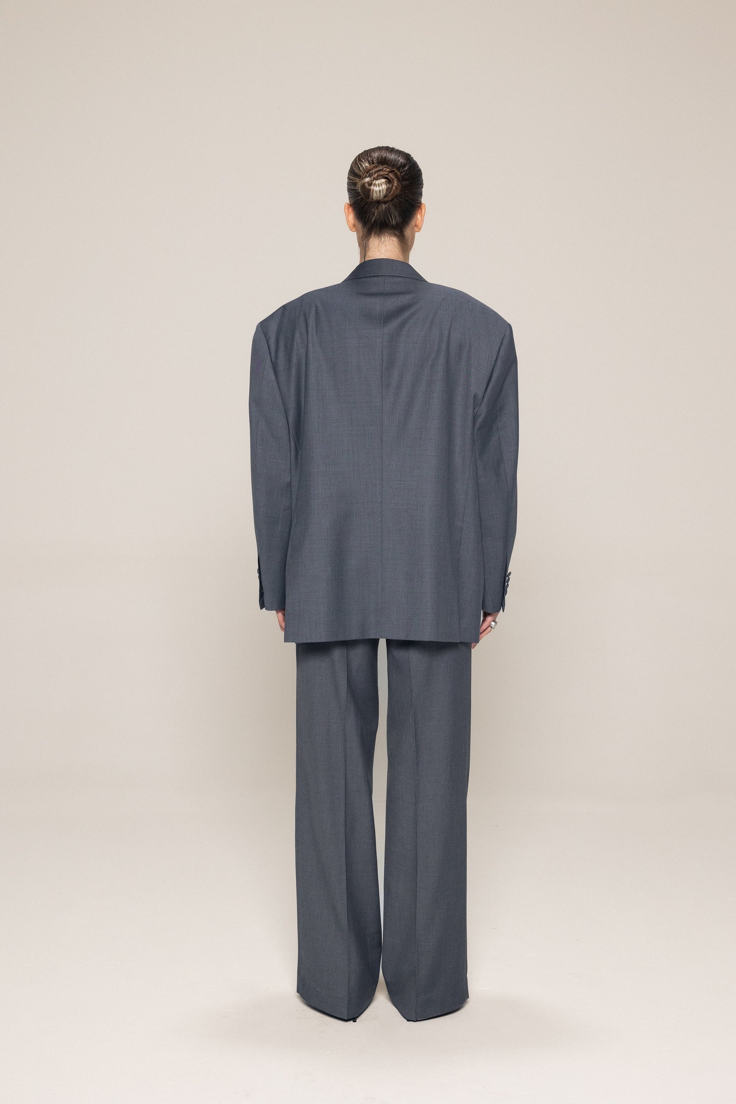 Oversized Mid Grey Half Canvas Suit