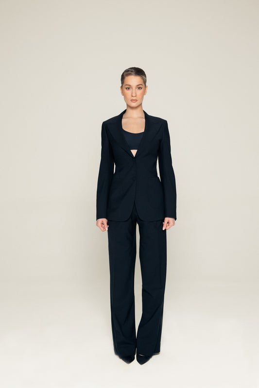 Black Slim Fit Half Canvas Suit