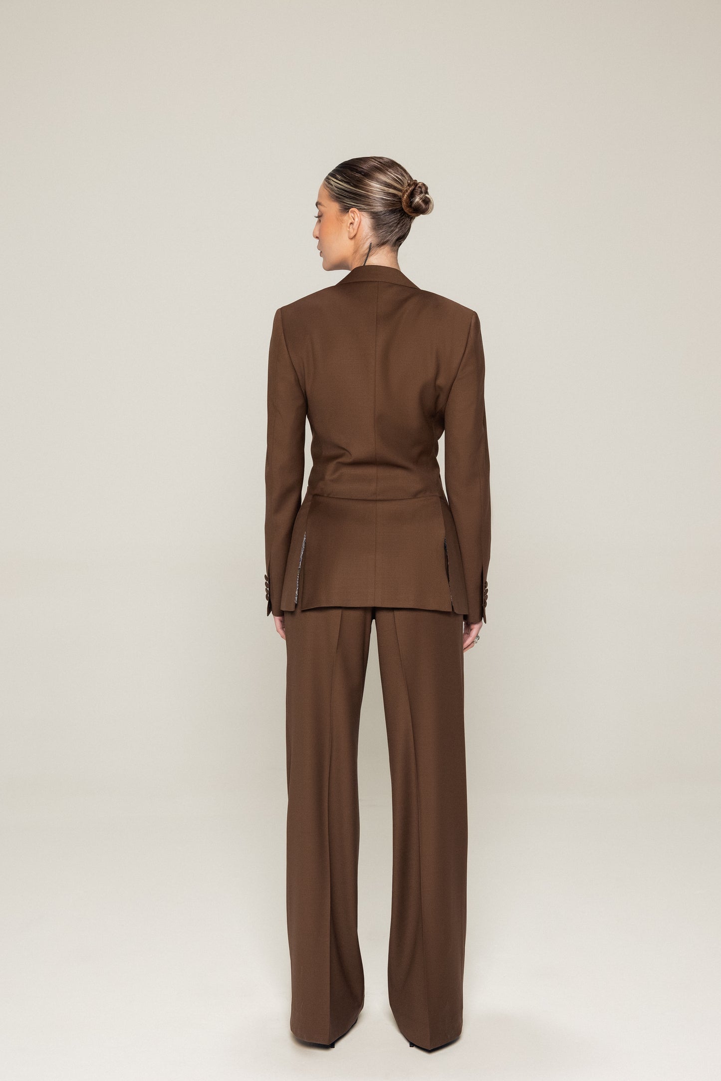 Brown Slim Fit Half Canvas Suit
