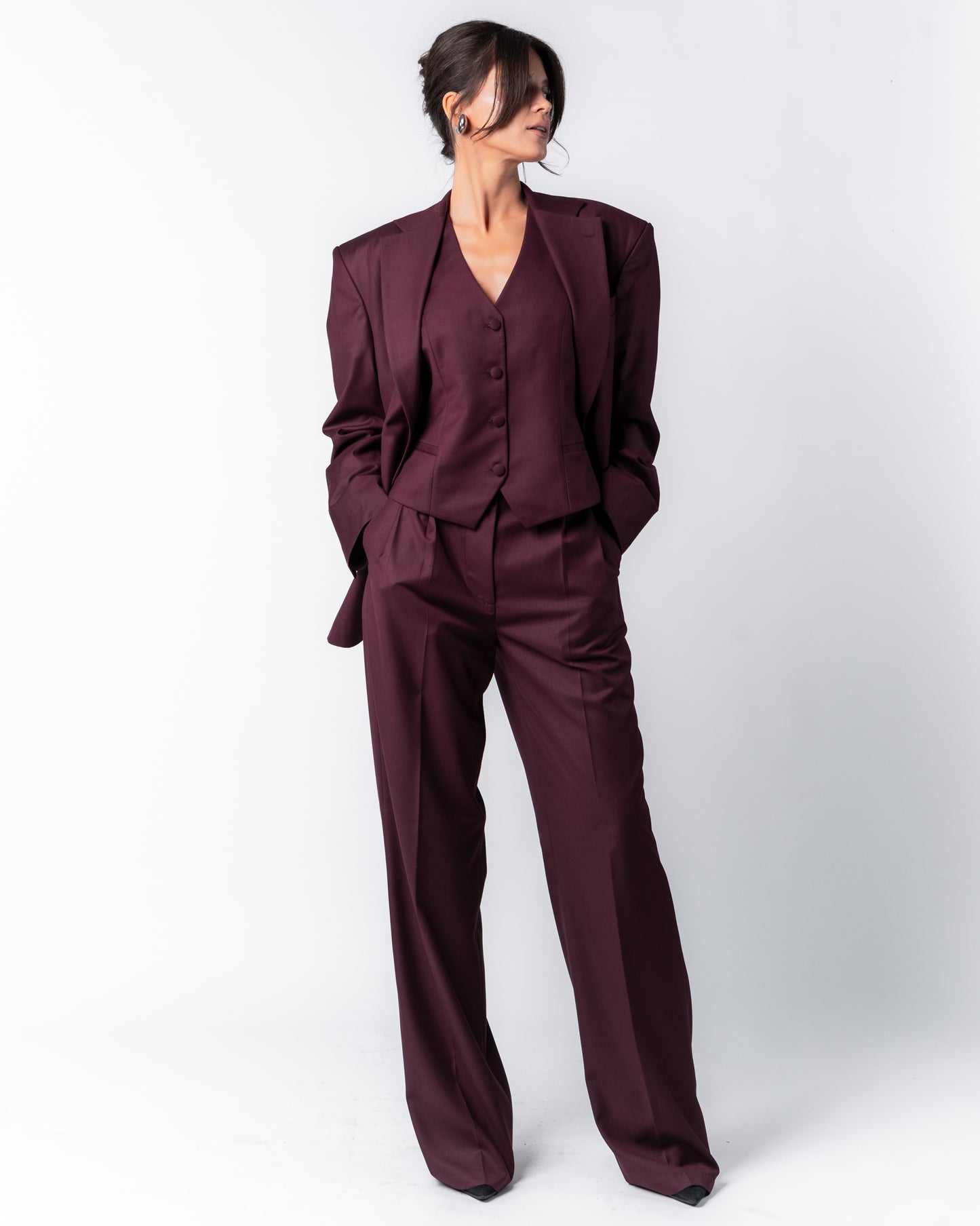 Vice - Burgundy Three Pieces Suit
