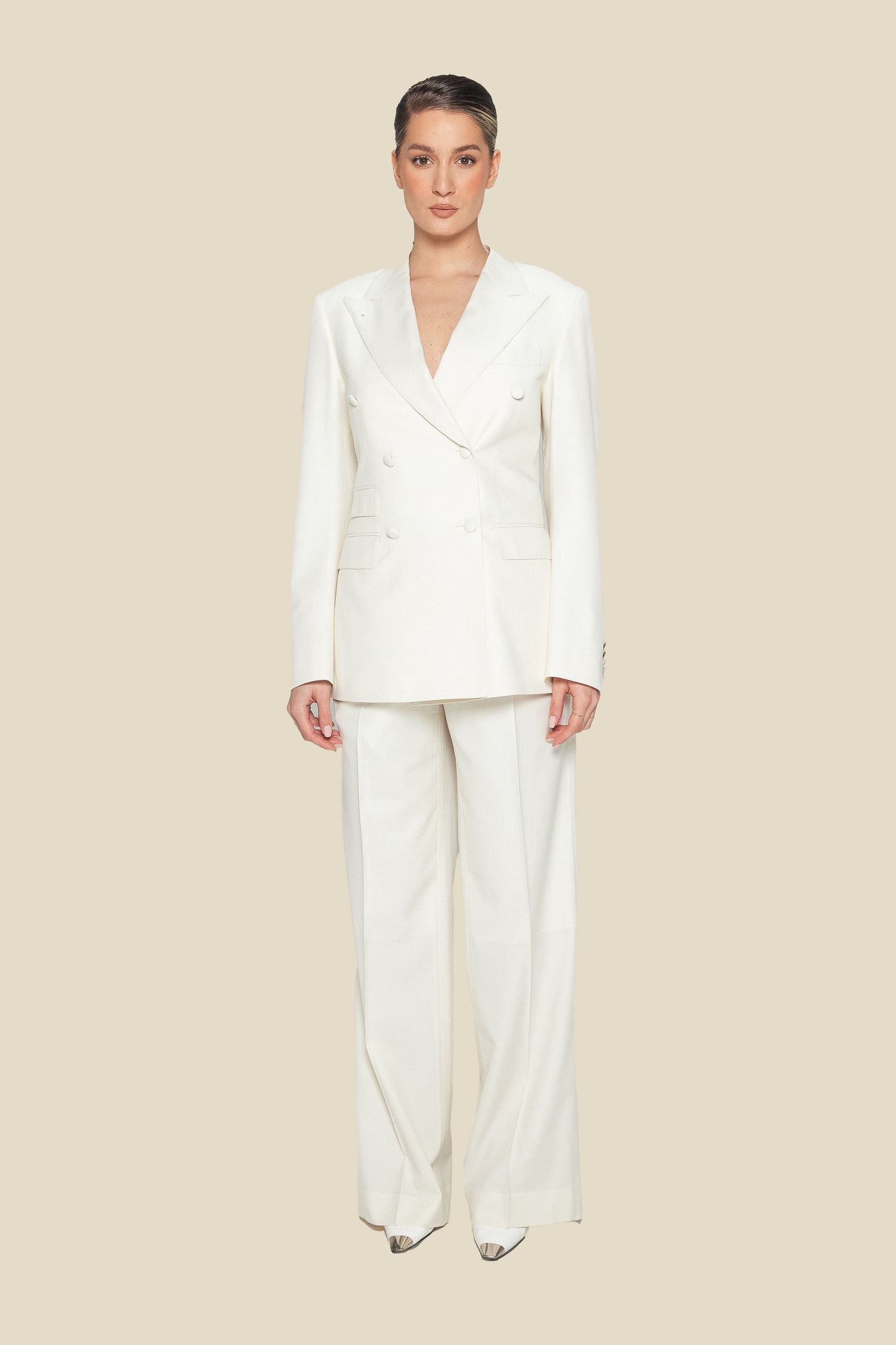 Off-white Double-breasted Half Canvas Blazer
