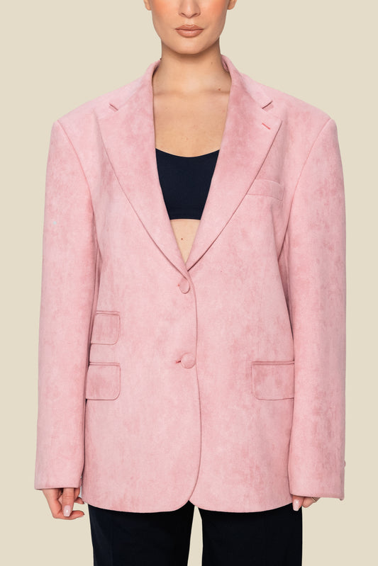 Pink Oversized Half Canvas Blazer