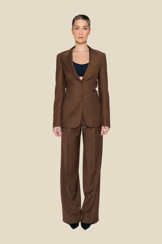 Brown Slim Fit Half Canvas Suit