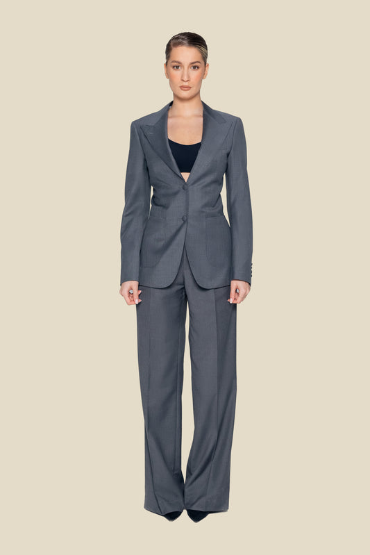 Slim Fit Mid Grey Half Canvas Suit