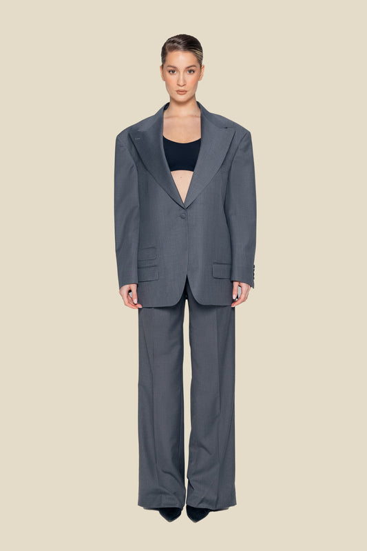 Oversized Mid Grey Half Canvas Suit